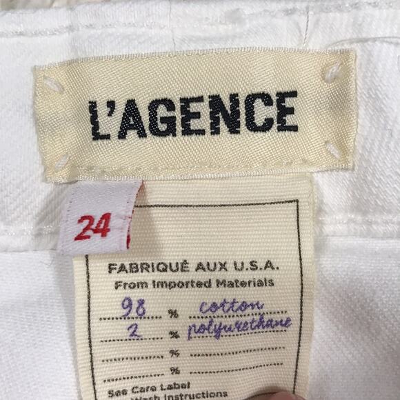 L'Agence Margot Japanese Denim High Rise Skinny Leg Jean Blanc White Resort - Picture 6 of 12